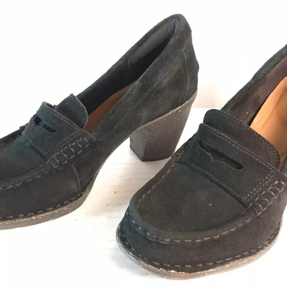Clarks Unstructured Carleta Belle Black Suede Heeled Size 8.5